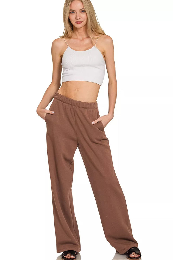 Zenana Fleece Sweatpant with Pockets - cas7m