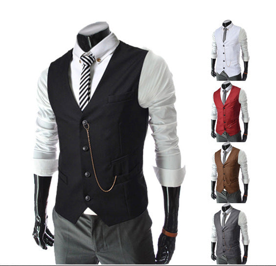 Men's Metal Chain Slim Business Vest Casual Vest - cas7m