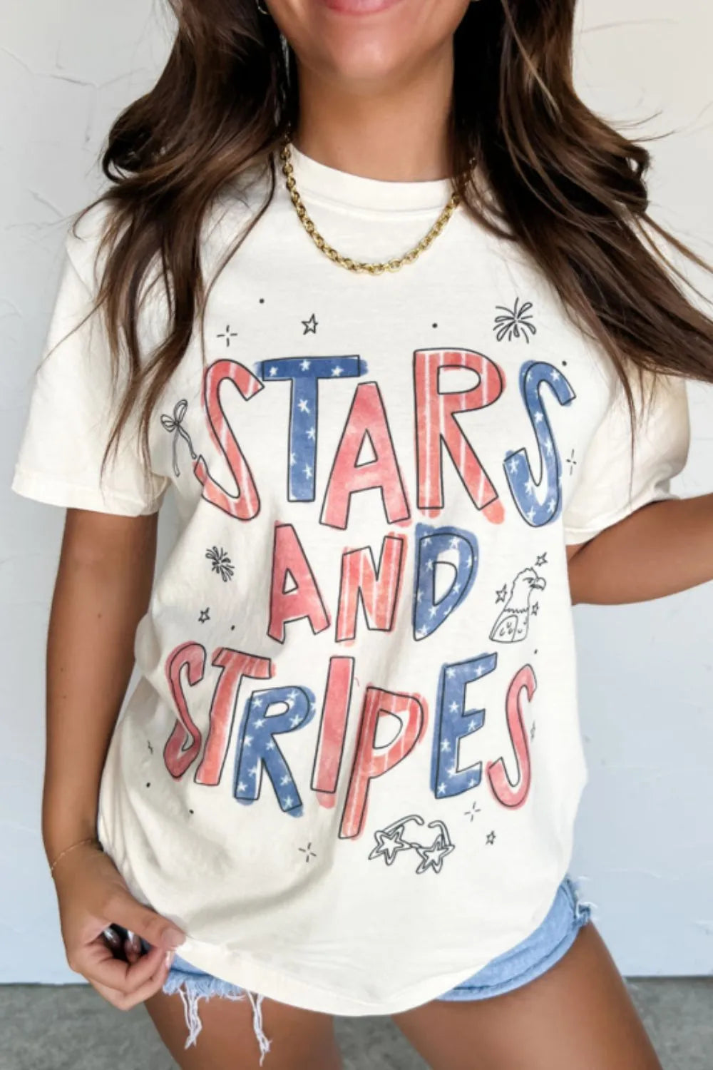 Stars and Stripes Patriotic Graphic T-Shirt - cas7m