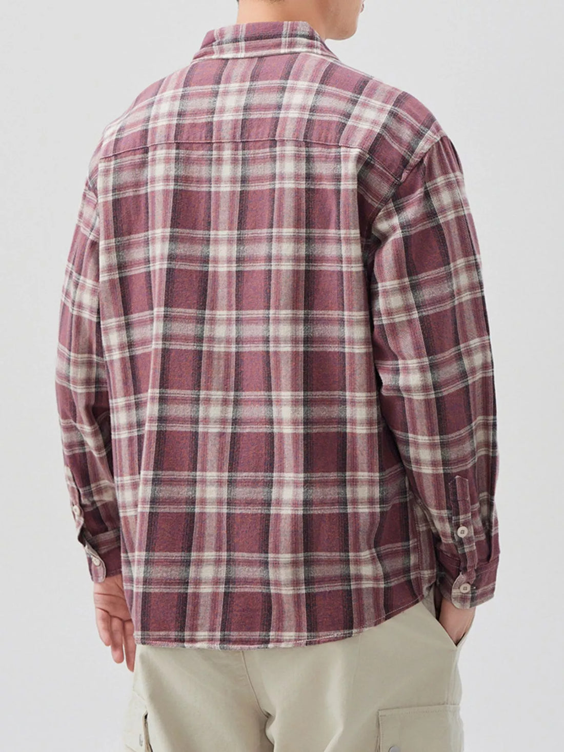 Men's Plus Size Plaid Button Up Long Sleeve Shirt - cas7m