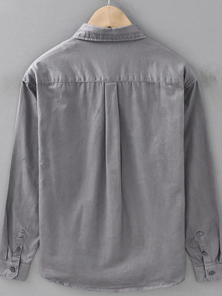 Men's Plus Size Button Up Long Sleeve Shirt - cas7m