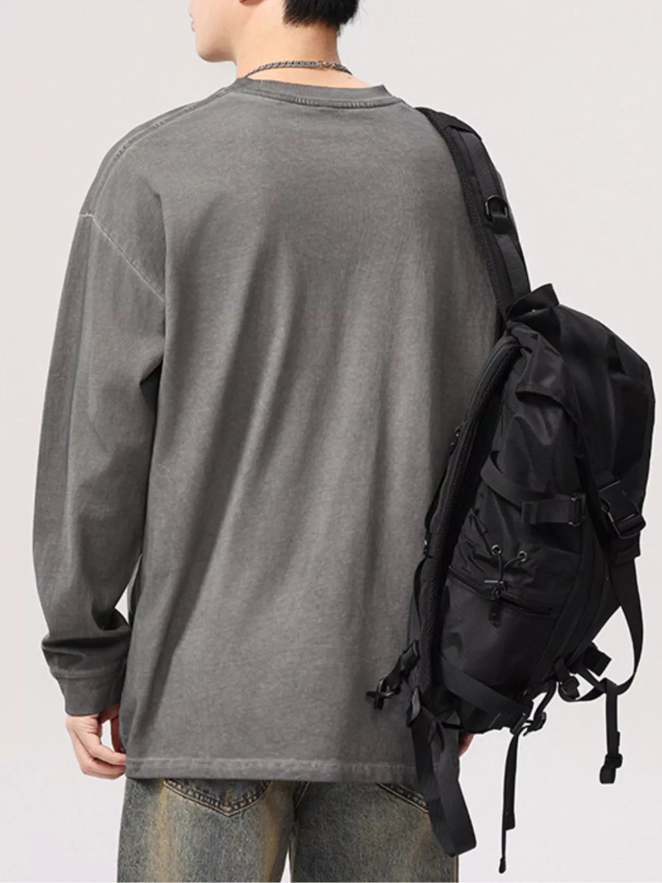 Men's Plus Size Letter Graphic Long Sleeve T-Shirt - cas7m