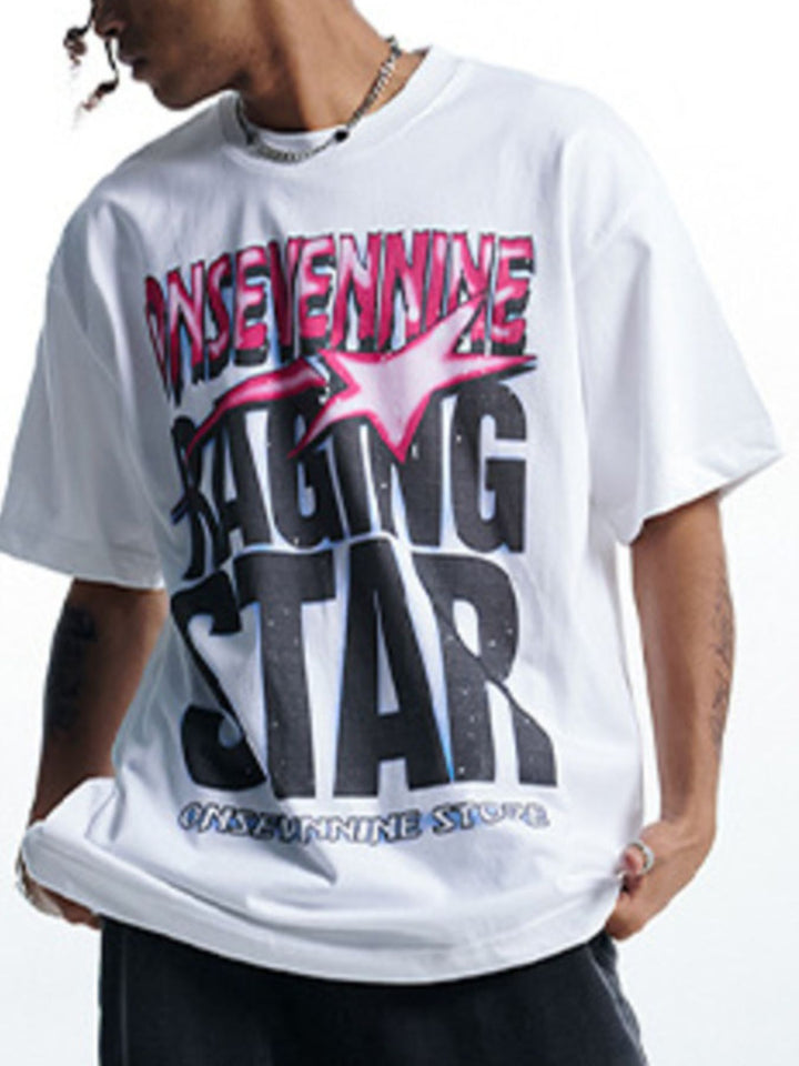 Men's Letter Graphic Round Neck T-Shirt - cas7m
