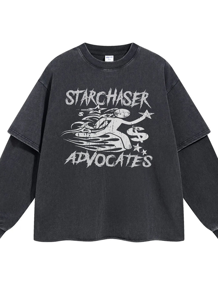 Men's Graphic Round Neck Long Sleeve T-Shirt - cas7m