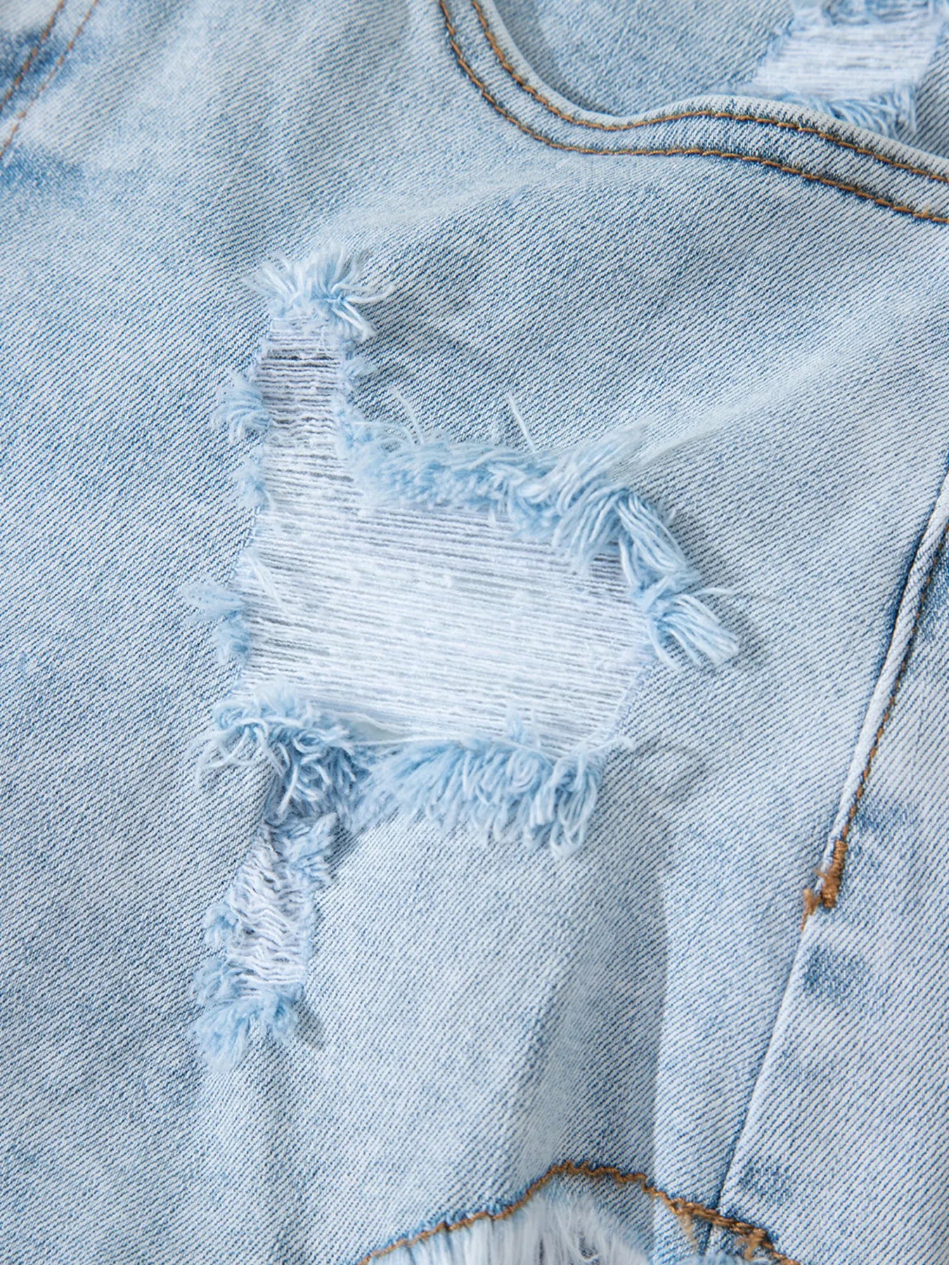 High Rise Distressed Raw Hem Denim Shorts - cas7m