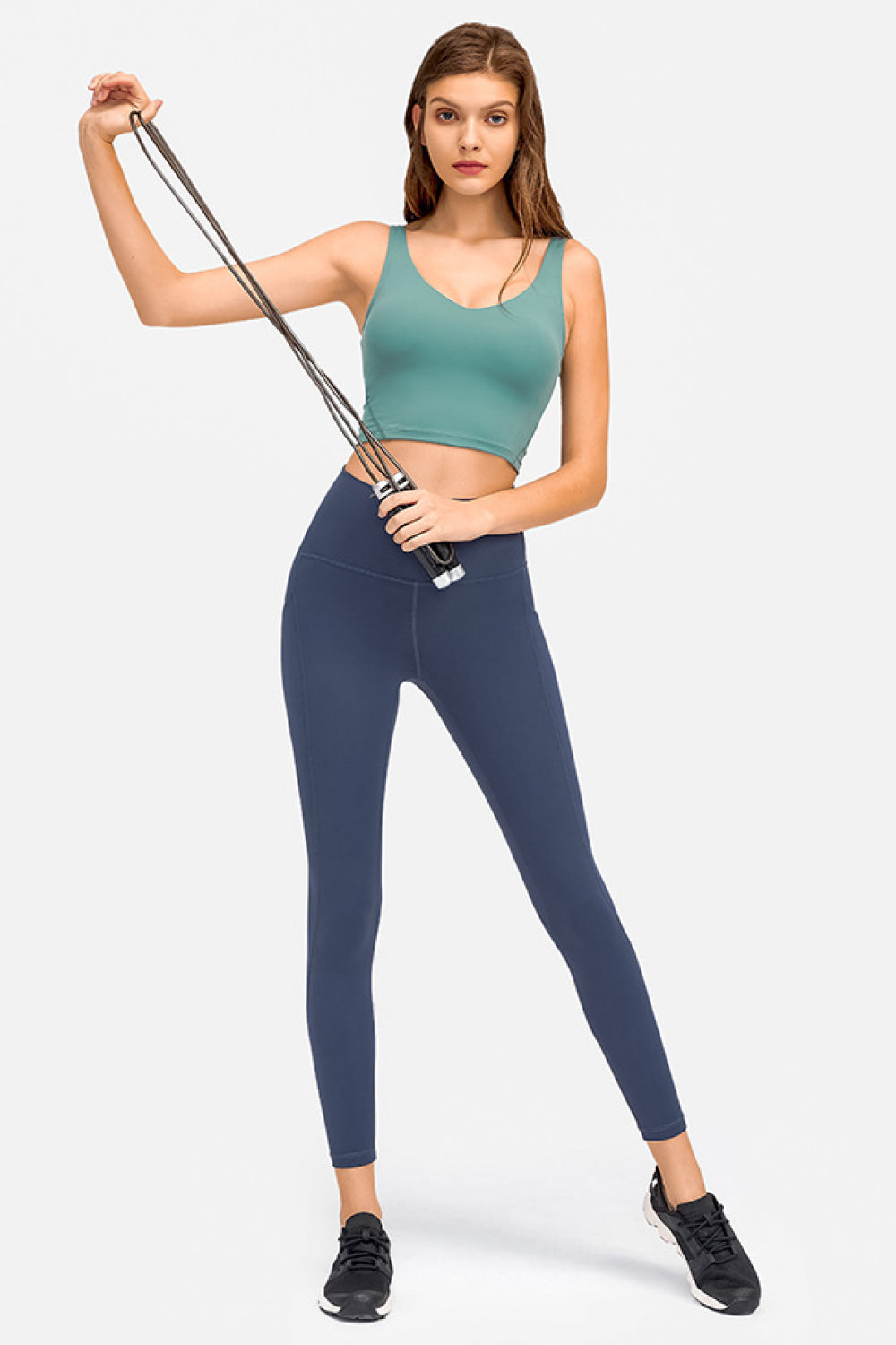 Millennia Deep V-Neck Crop Sports Bra - cas7m