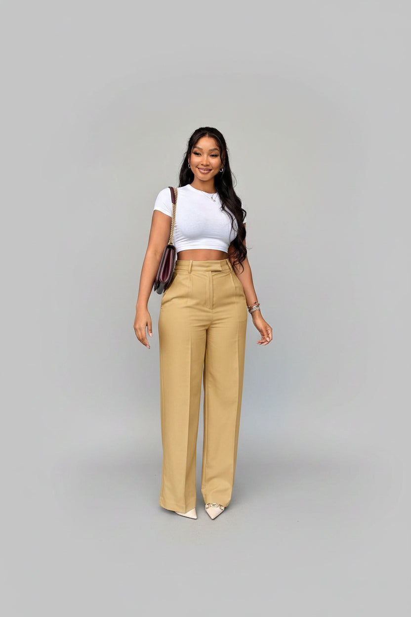Women's High Waist Straight-leg Wide-leg Pants - cas7m