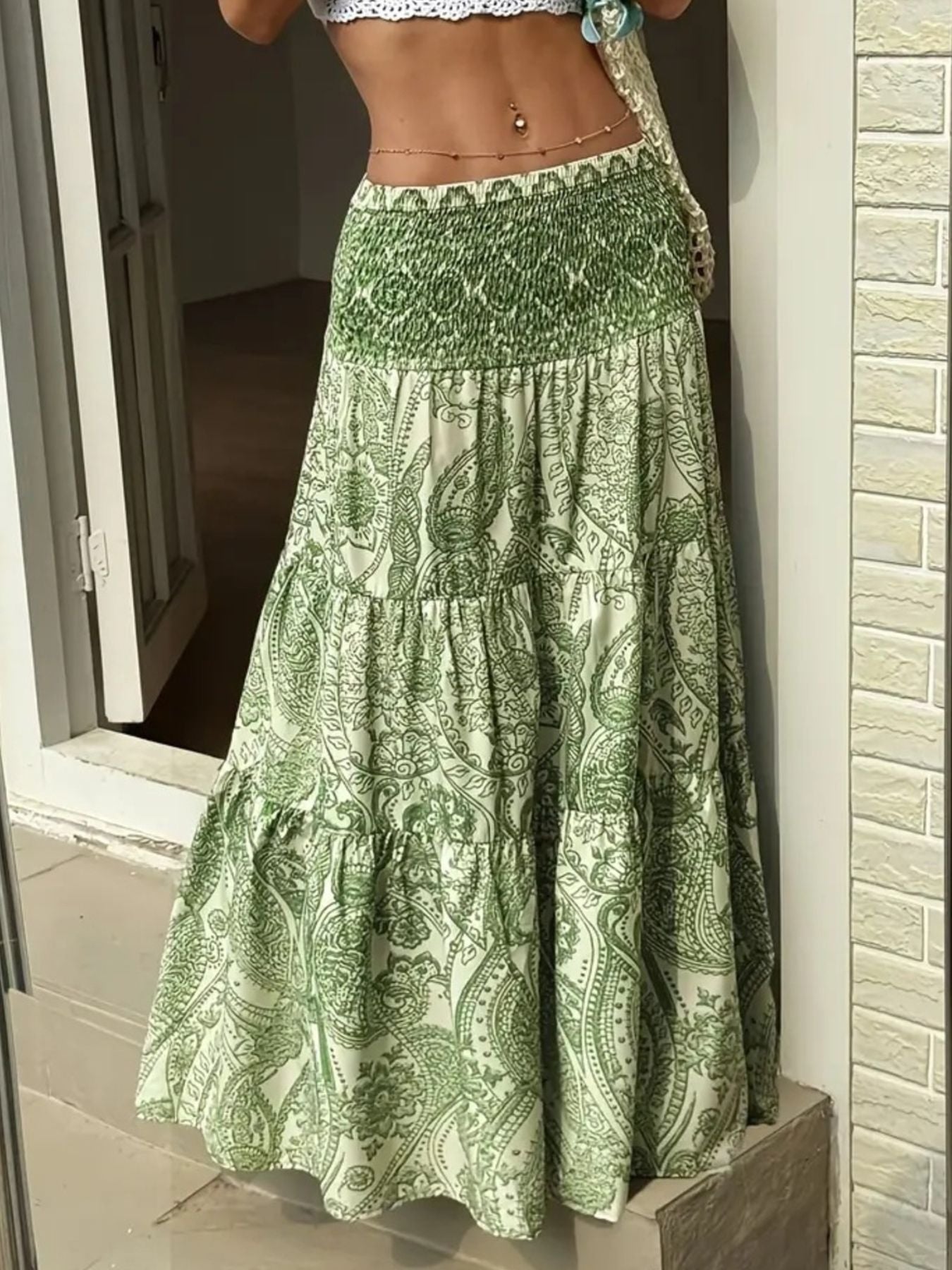 Paisley Print Maxi Skirt - cas7m