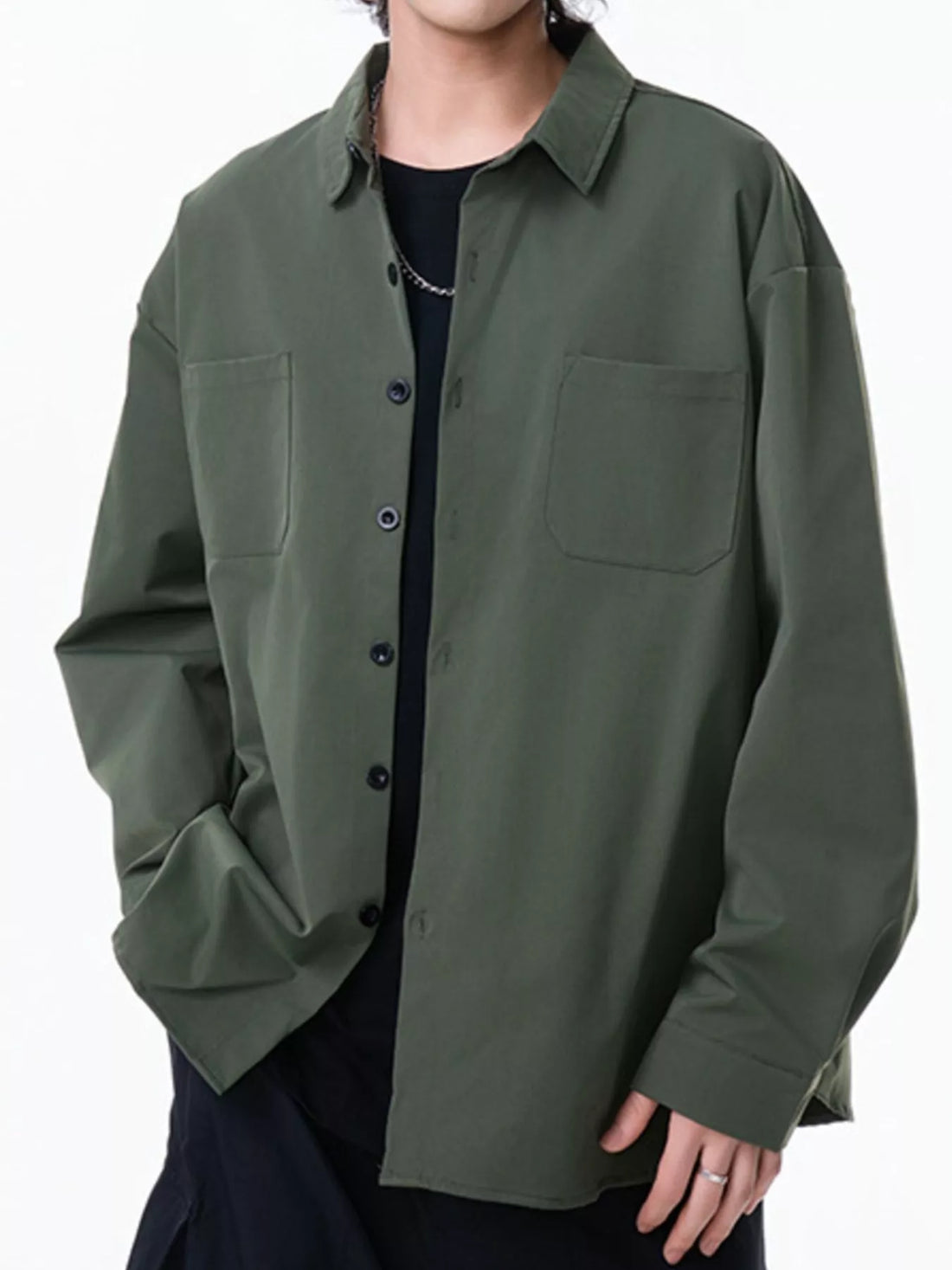 Men's Plus Size Button Up Long Sleeve Shirt - cas7m