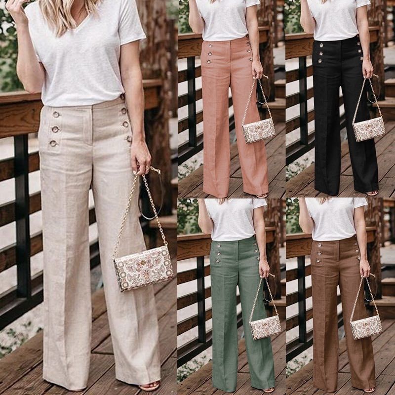 2023 Chic High-Rise Buttoned Wide-Leg Trousers