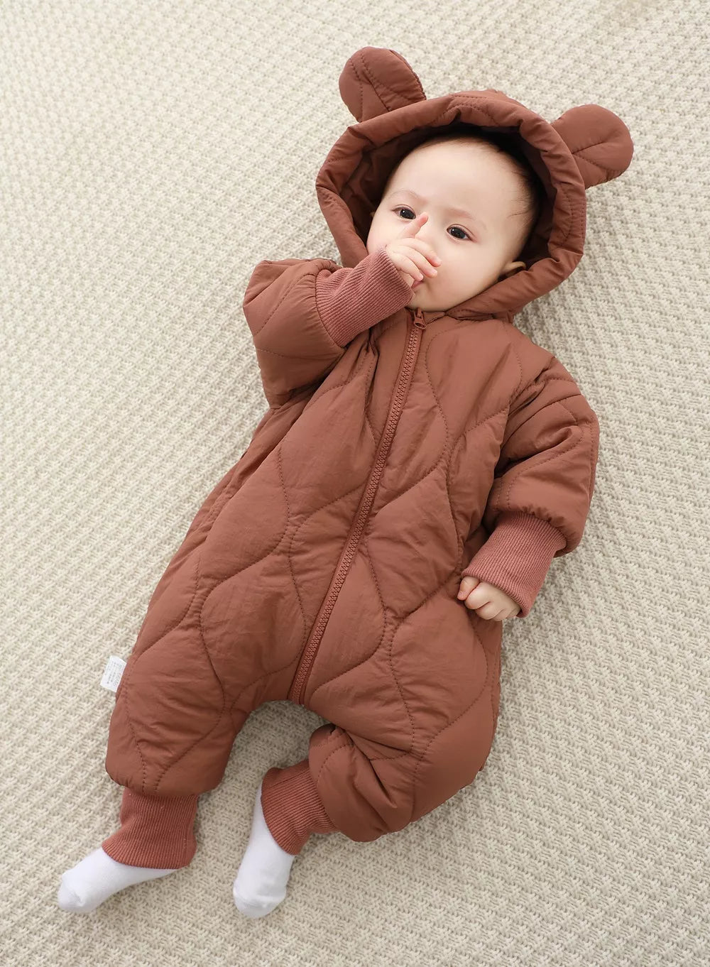Children's Zip Front Hooded Padded One-Piece - cas7m