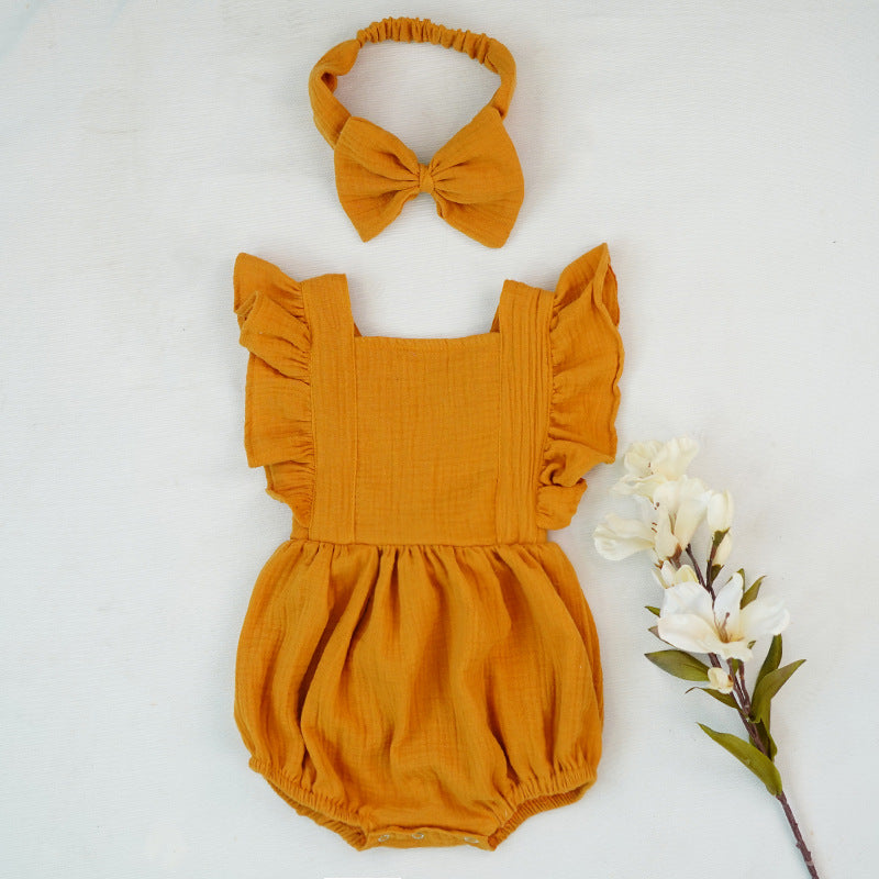 Ruffled short-sleeved girl romper wrinkle bag fart clothing - cas7m