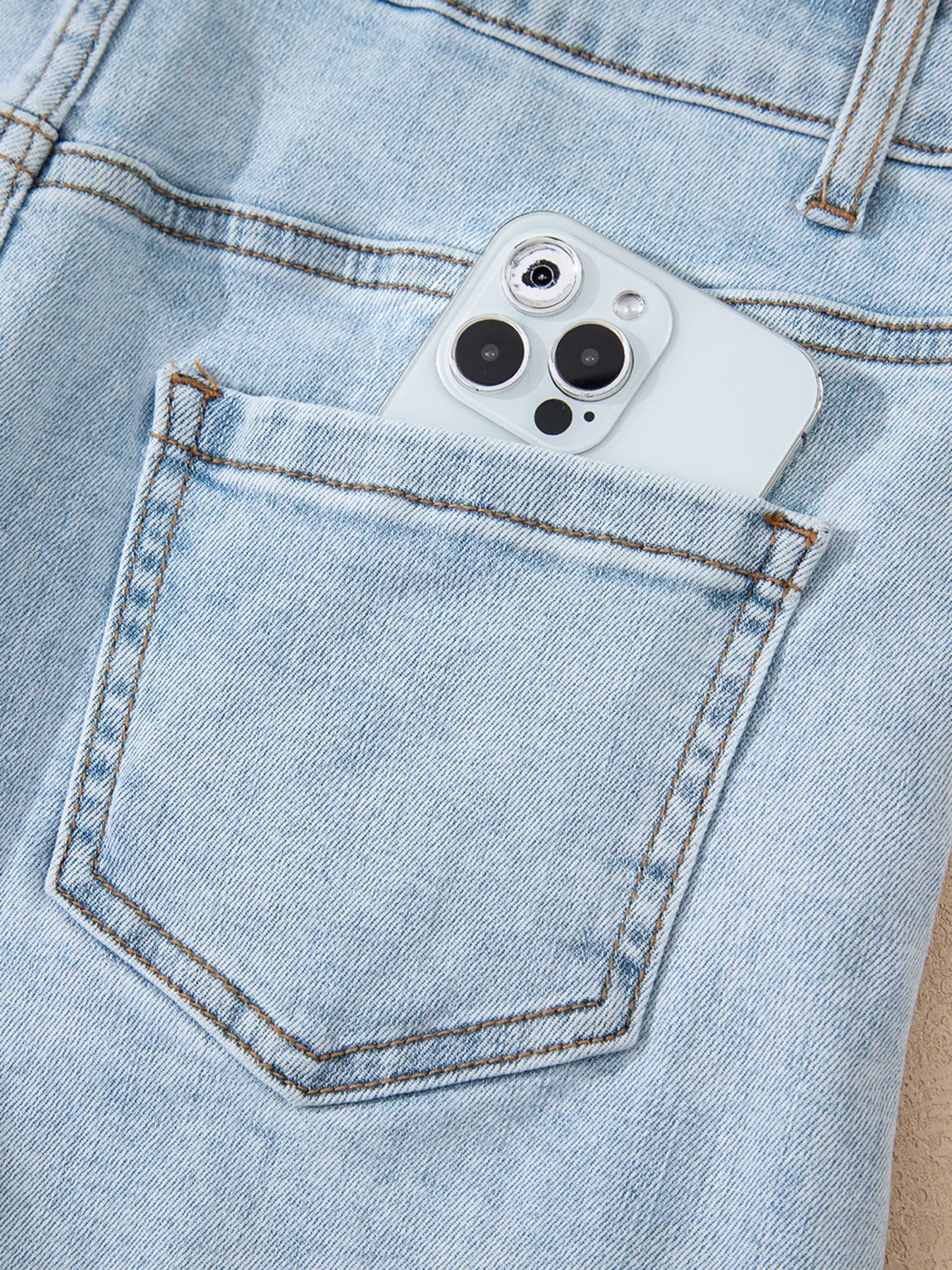 High Rise Distressed Raw Hem Denim Shorts - cas7m