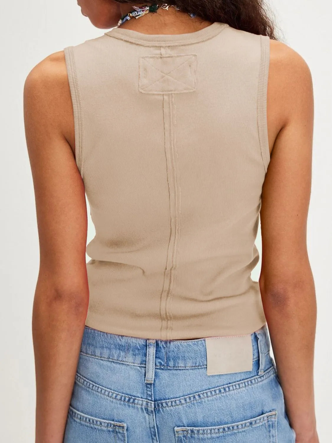 V-Neck Wide Strap Tank - cas7m
