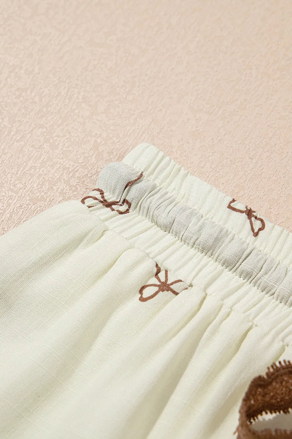 Bow Print Lace Drawstring Casual Shorts - cas7m