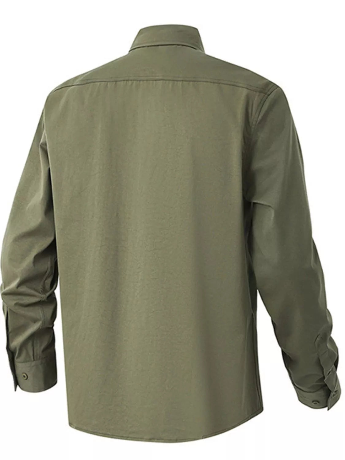 Men's Solid Color Long Sleeve Button-Up Shirt - cas7m