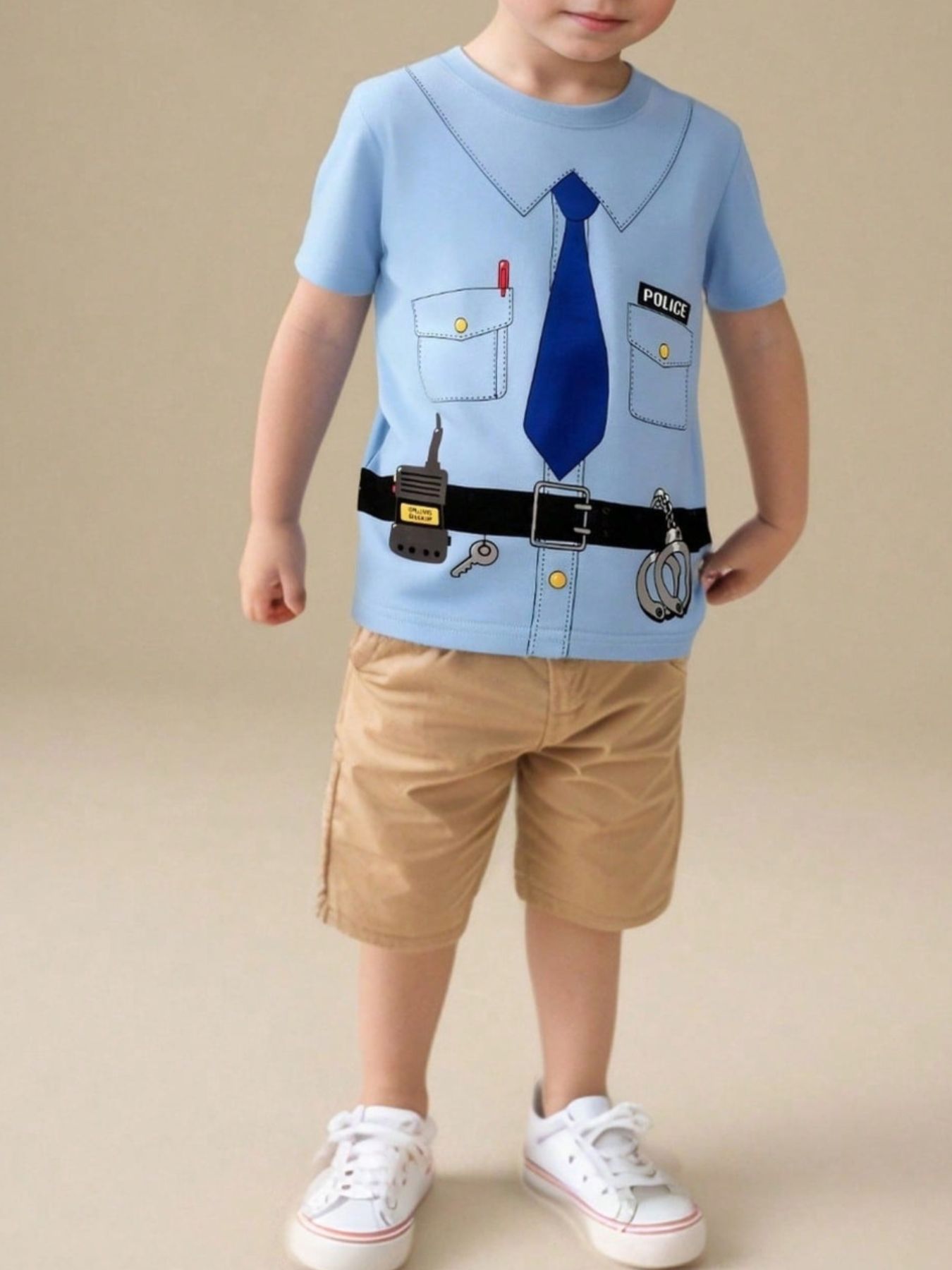 Children's Police Officer Graphic Short Sleeve T-Shirt - cas7m