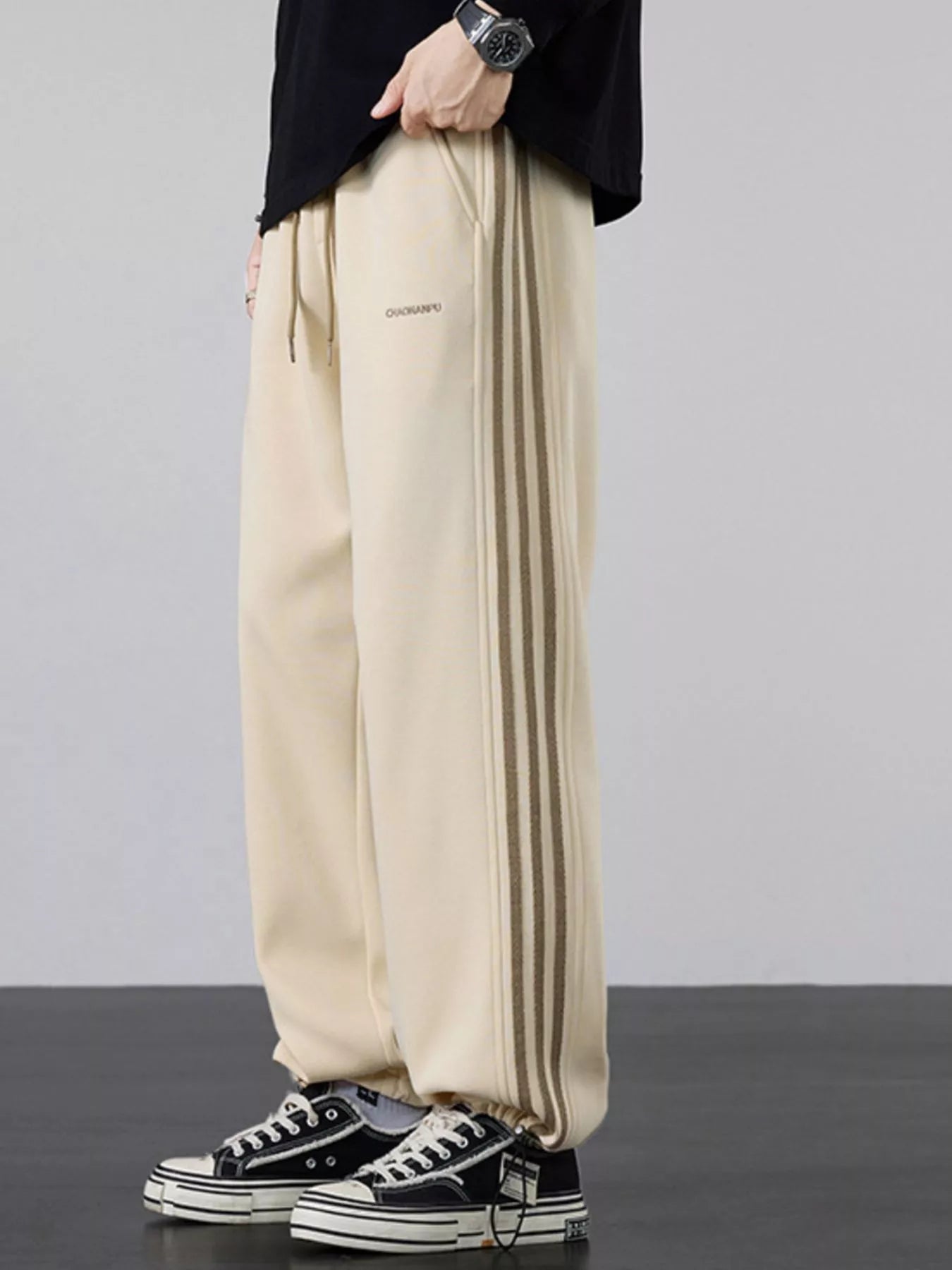 Men's Plus Size Casual Striped Wide Leg Sweatpants - cas7m