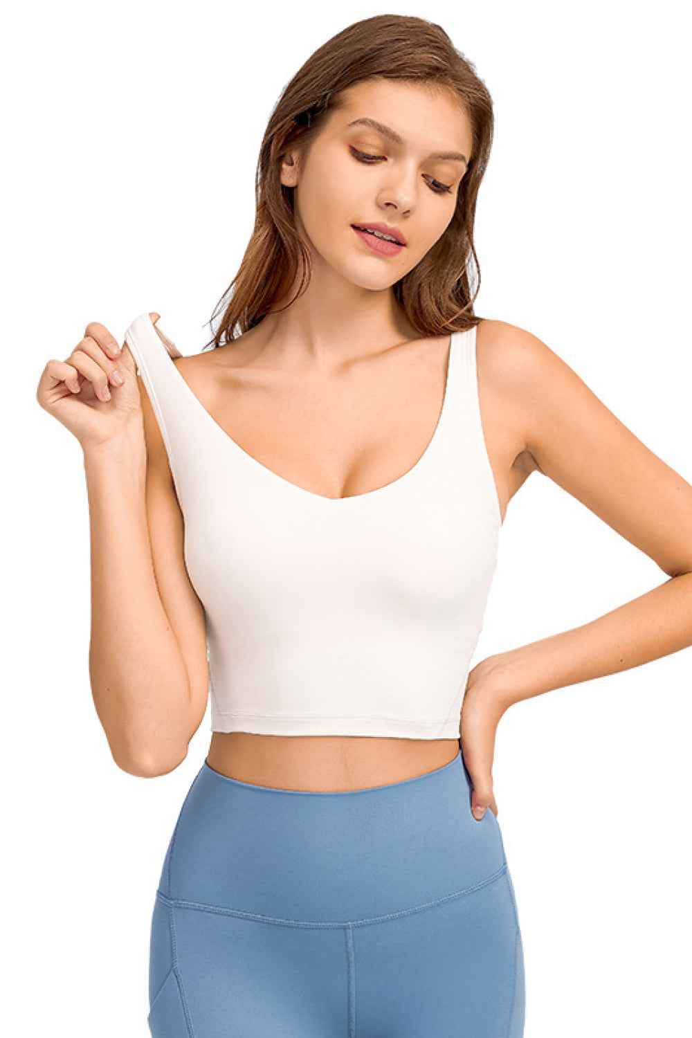 Millennia Deep V-Neck Crop Sports Bra - cas7m