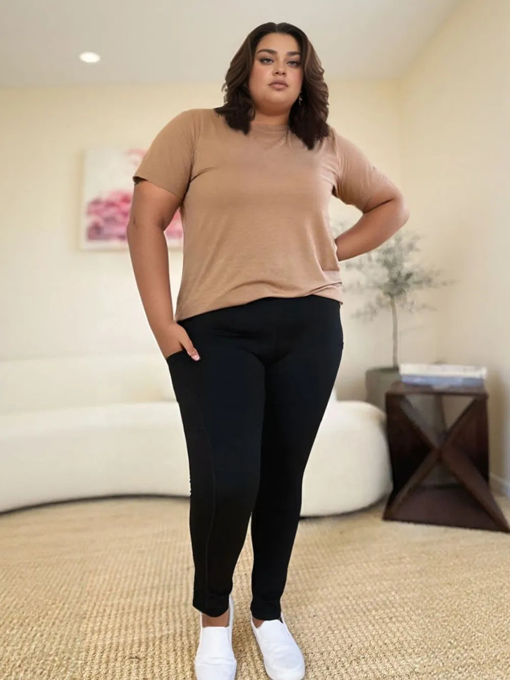 Wide Waistband Sports Leggings - cas7m