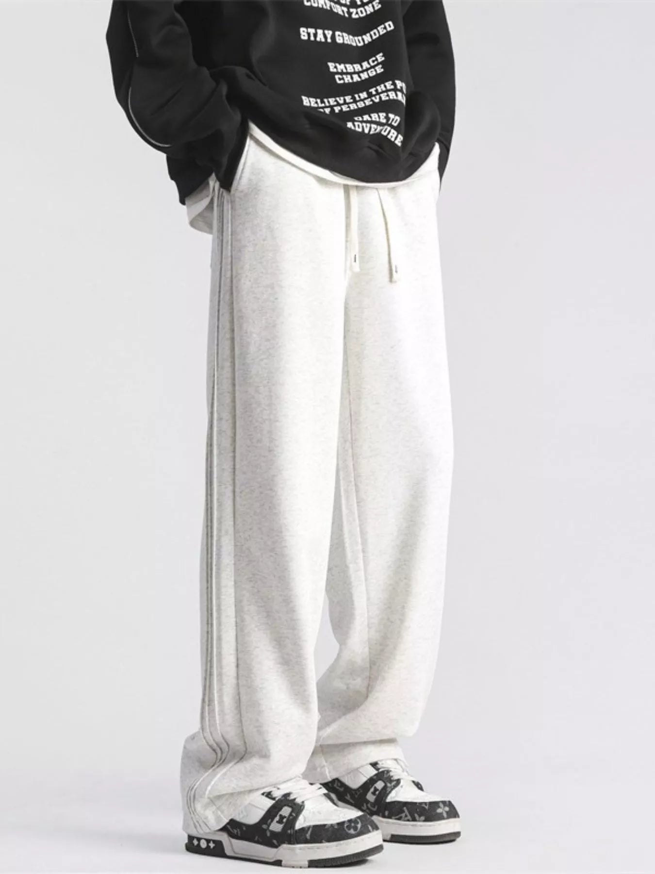 Men's Full Size Casual Loose-Fit Sweatpants with Side Stripes Plus Size - cas7m