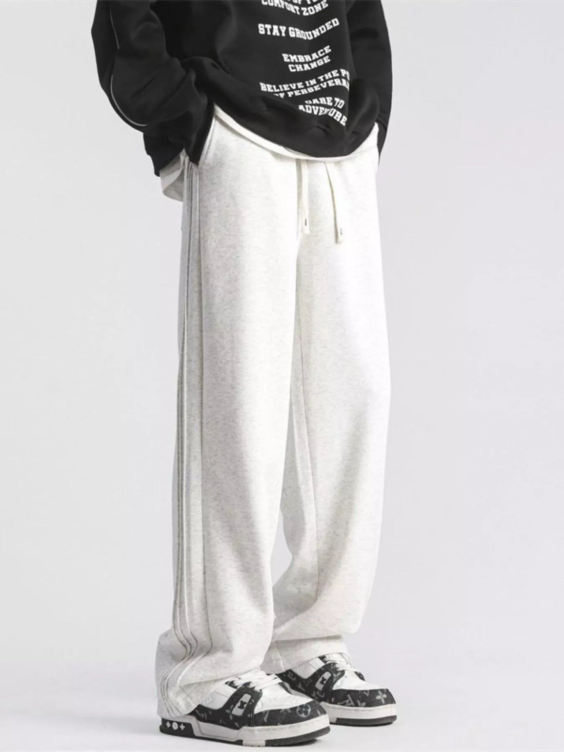 Men's Full Size Casual Loose-Fit Sweatpants with Side Stripes Plus Size - cas7m