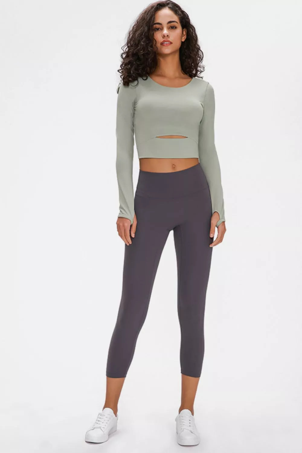 Millennia Long Sleeve Cropped Top With Sports Strap - cas7m