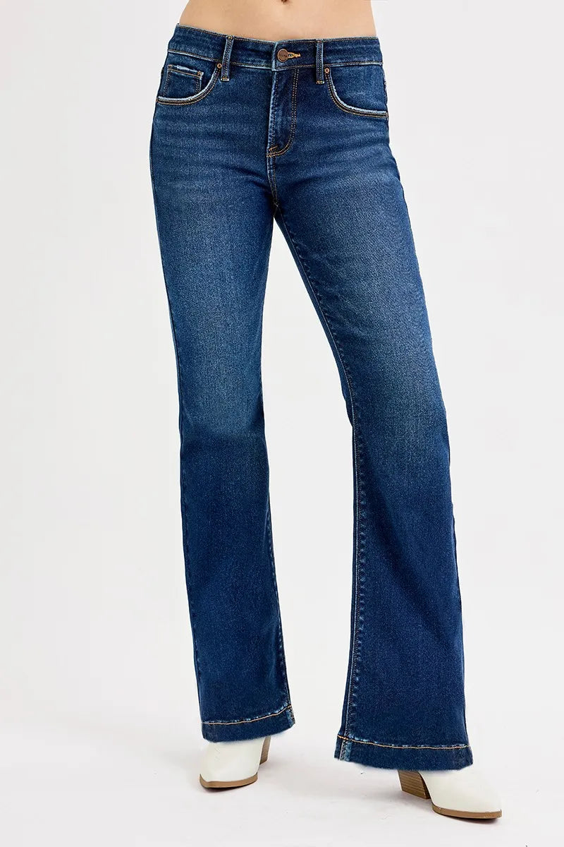 RISEN Full SIze Tummy Control Mid Rise Flare Jeans Plus SIze - cas7m