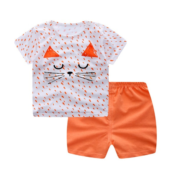 Cartoon Clothing Baby Boy Summer Clothes T-shirt Baby Girl Casual Clothing Sets - cas7m