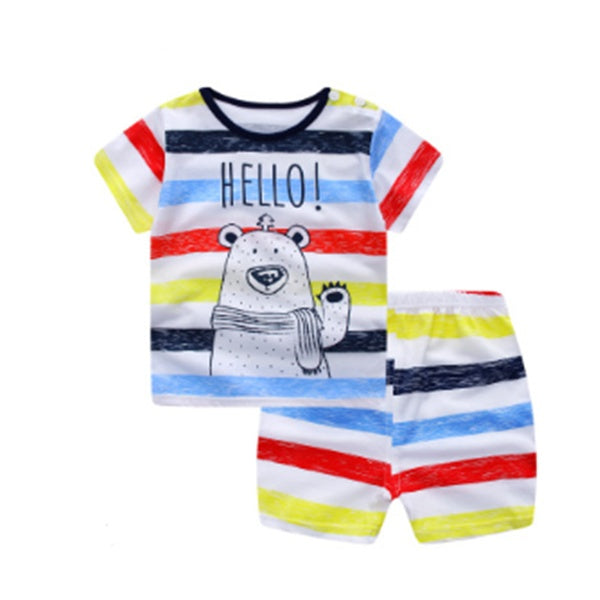 Cartoon Clothing Baby Boy Summer Clothes T-shirt Baby Girl Casual Clothing Sets - cas7m