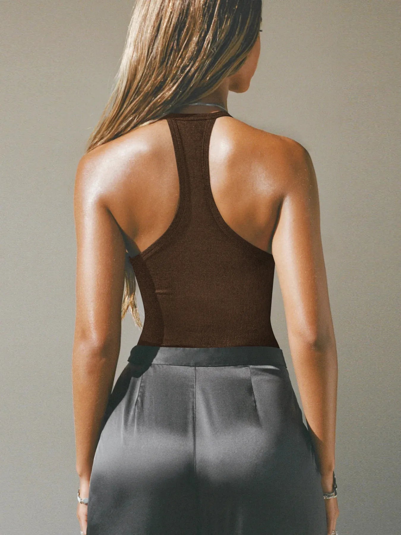 Cutout Ribbed Tank Top - cas7m