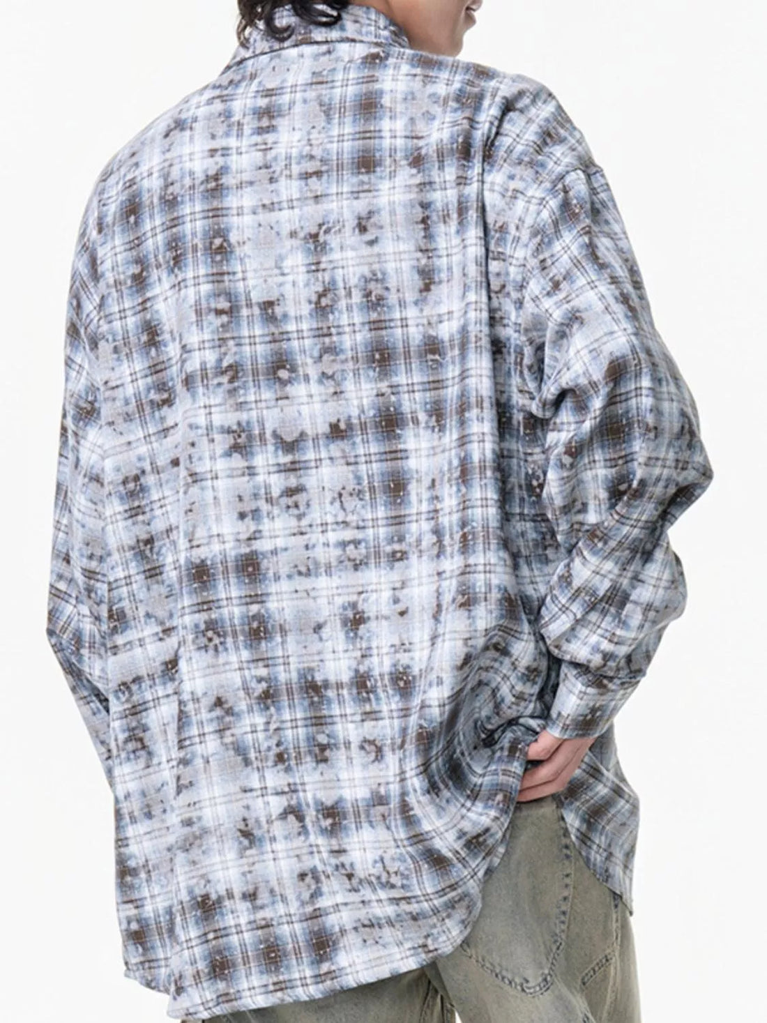 Men's Plus Size Plaid Button Up Long Sleeve Shirt - cas7m