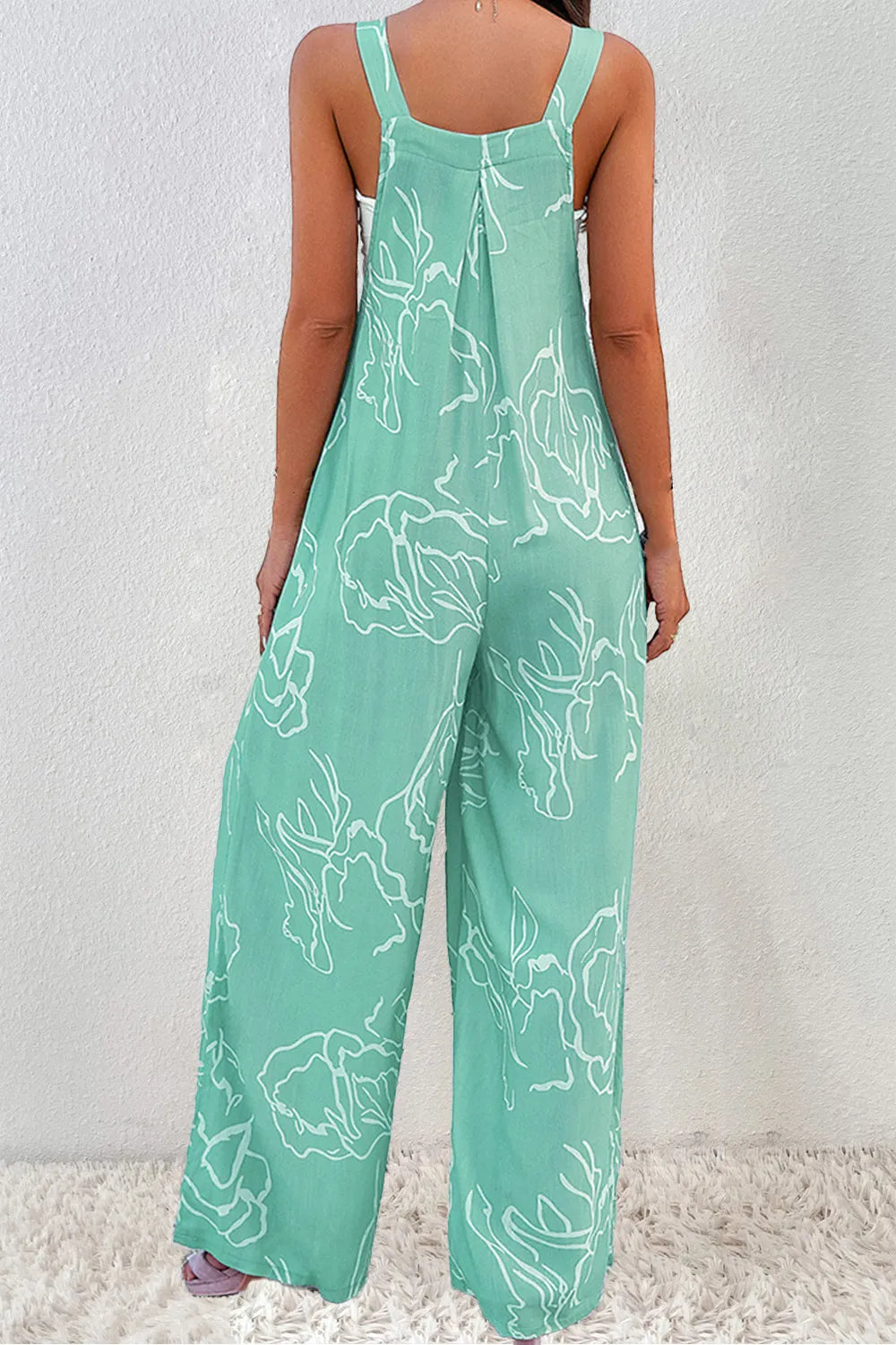 Printed Wide Strap Jumpsuit - cas7m