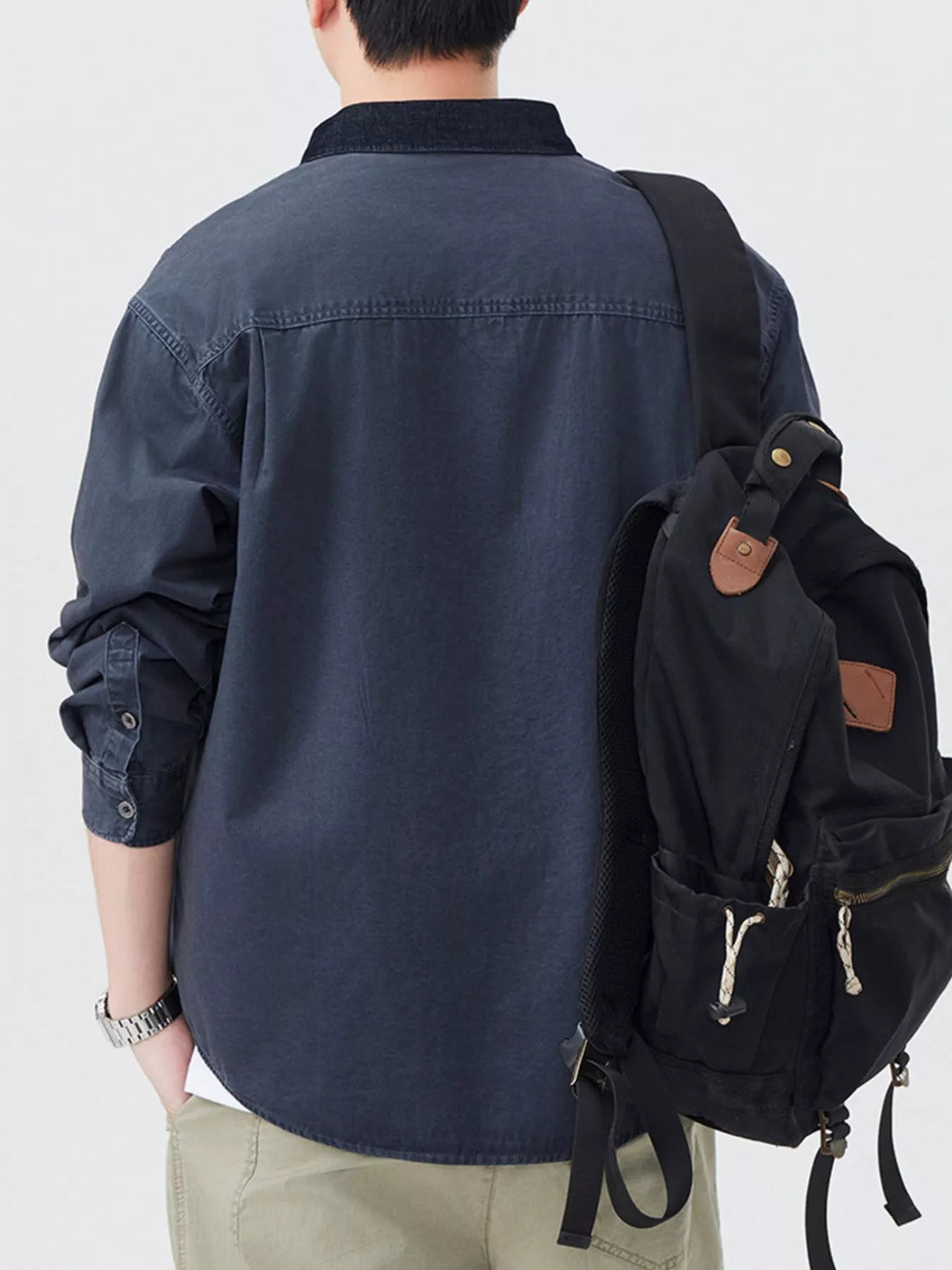 Men's Plus Size Button Up Long Sleeve Shirt - cas7m