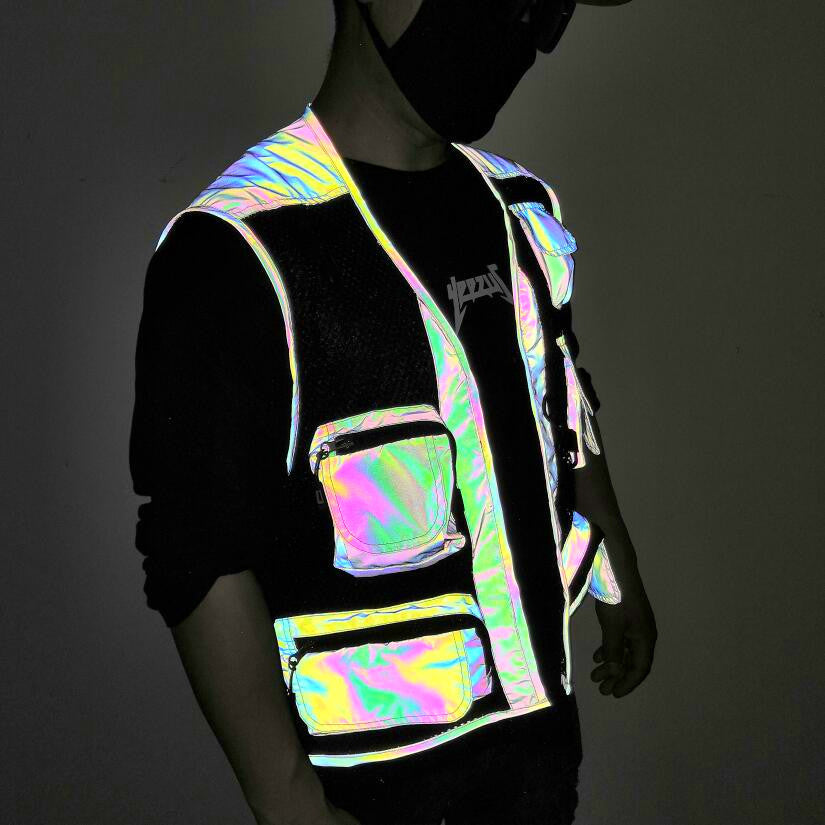 Colorful Reflective Vest Multi-Pocket Function Vest - cas7m