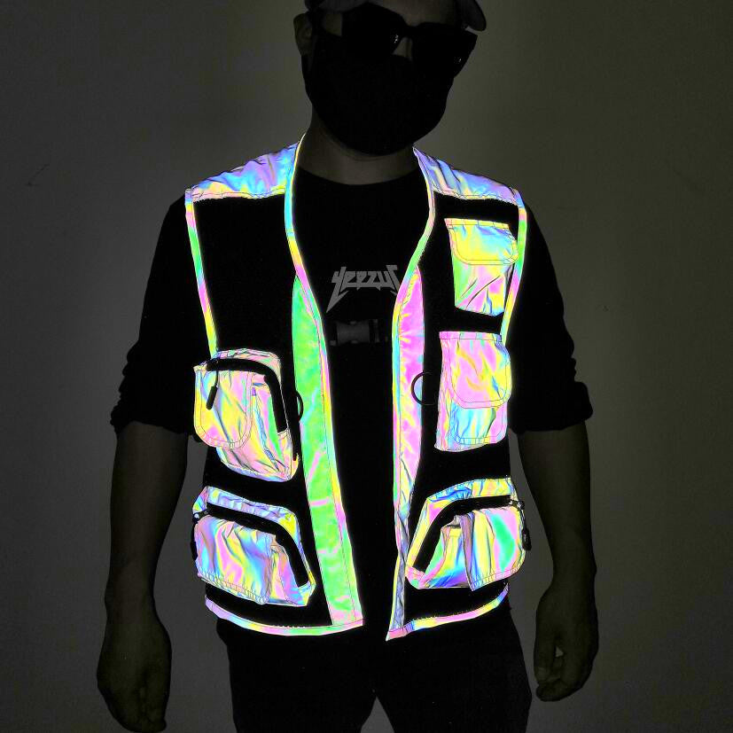 Colorful Reflective Vest Multi-Pocket Function Vest - cas7m
