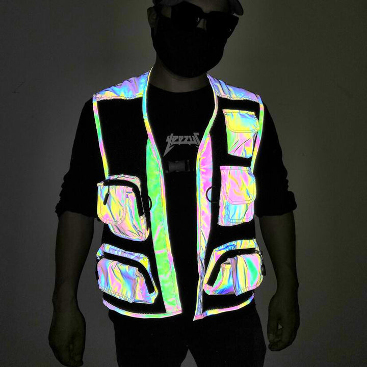 Colorful Reflective Vest Multi-Pocket Function Vest - cas7m