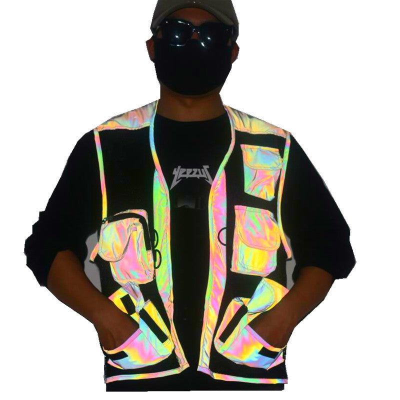 Colorful Reflective Vest Multi-Pocket Function Vest - cas7m