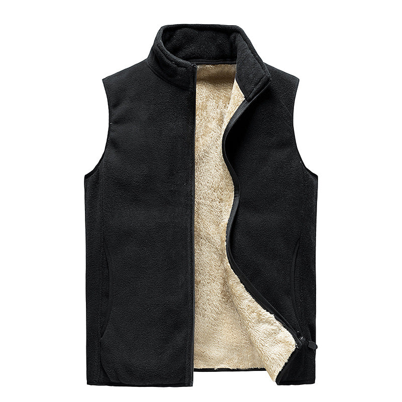 Men's Fleece Vest Thickened Warm Vest Jacket - cas7m