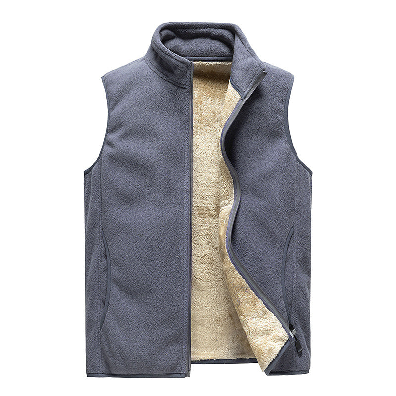 Men's Fleece Vest Thickened Warm Vest Jacket - cas7m