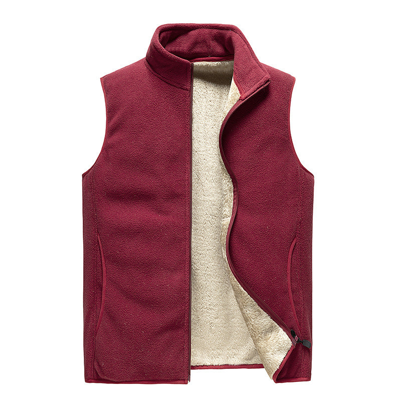 Men's Fleece Vest Thickened Warm Vest Jacket - cas7m
