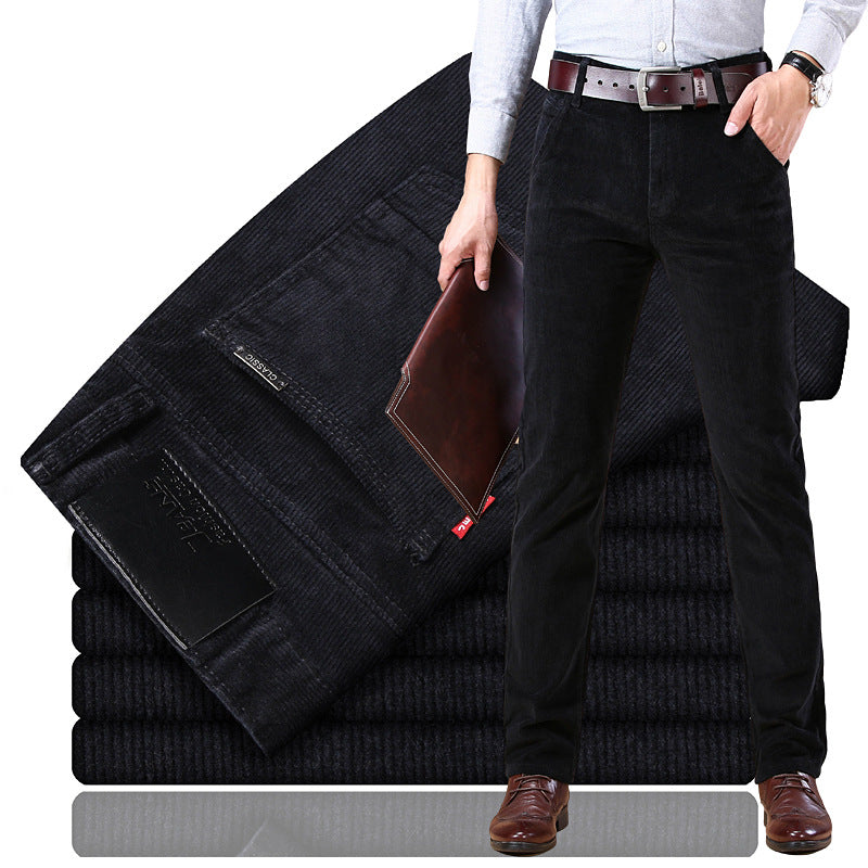 Explosive Style Straight Slim Stretch Casual Trousers Middle-Aged Plus Size Pants Business Wild Men's Corduroy Pants Trend - cas7m