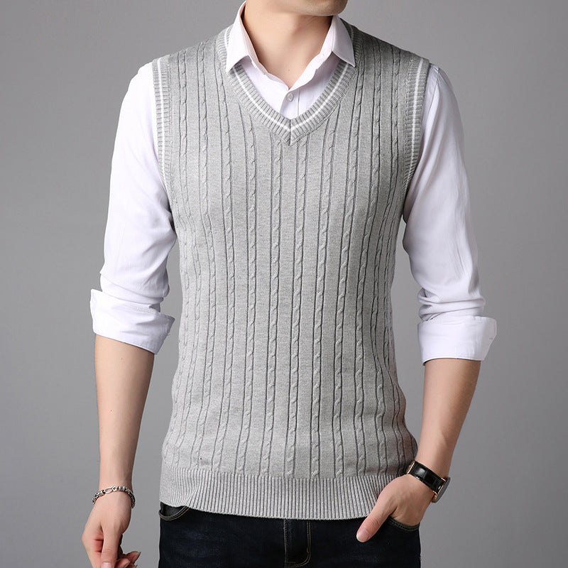 New Men's Sweater Vest Fashion Casual V Neck Sweater Vest Vest Men - cas7m