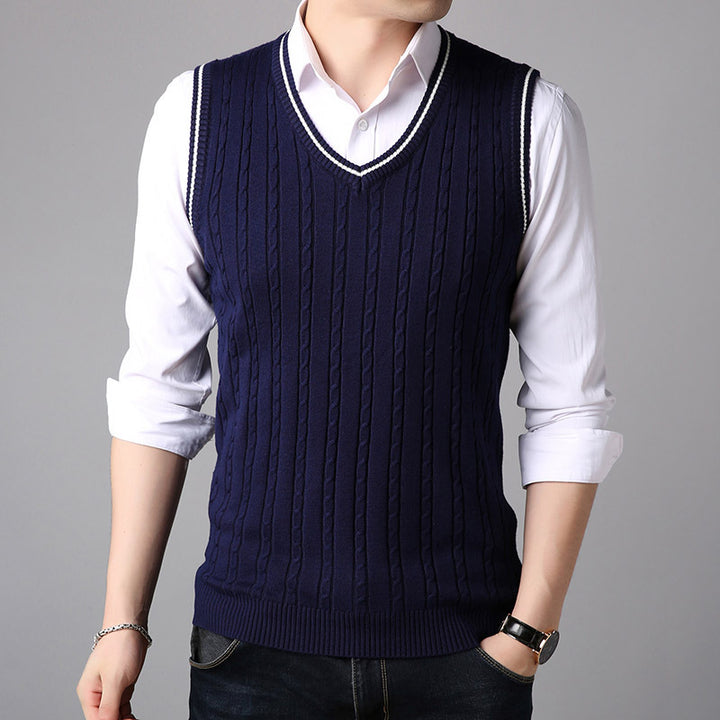 New Men's Sweater Vest Fashion Casual V Neck Sweater Vest Vest Men - cas7m