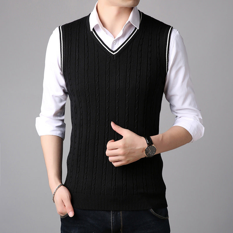 New Men's Sweater Vest Fashion Casual V Neck Sweater Vest Vest Men - cas7m