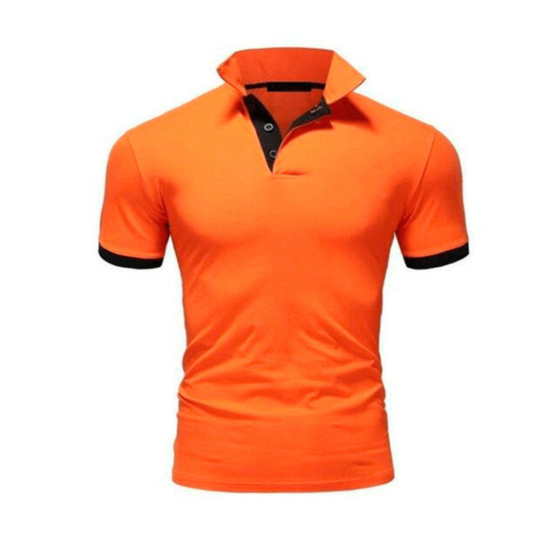 Men's Stand-Up Collar Short-Sleeved Polo Shirt Business Casual Solid Color Polo Shirt - cas7m