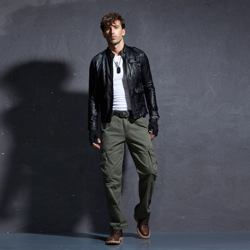 Youthful Mid-Waist Cotton Khaki Pants for Men - Various Colors - cas7m
