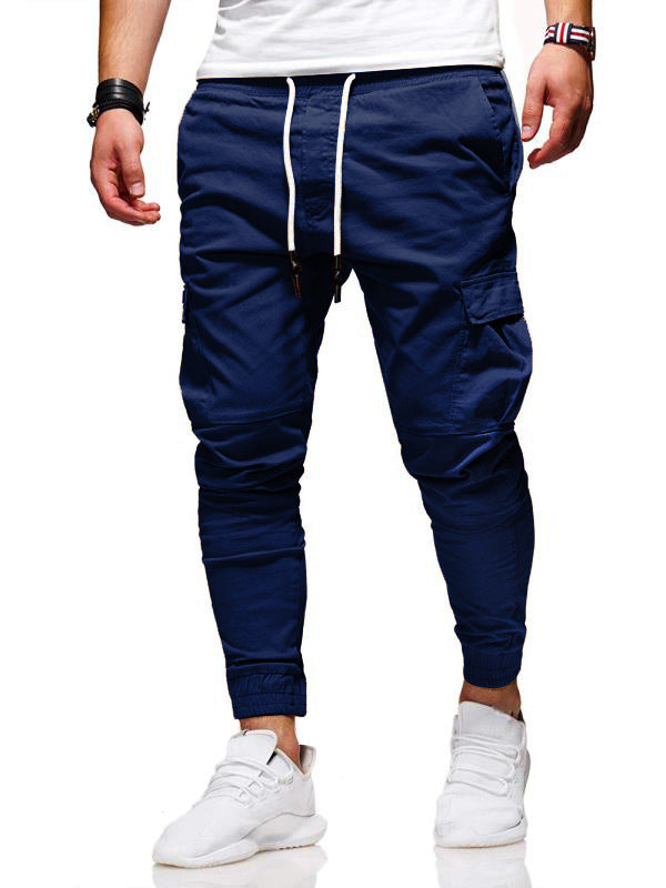 Tethered Elastic Sports Baggy Pants Long Casual Pants Jogging Pants - cas7m