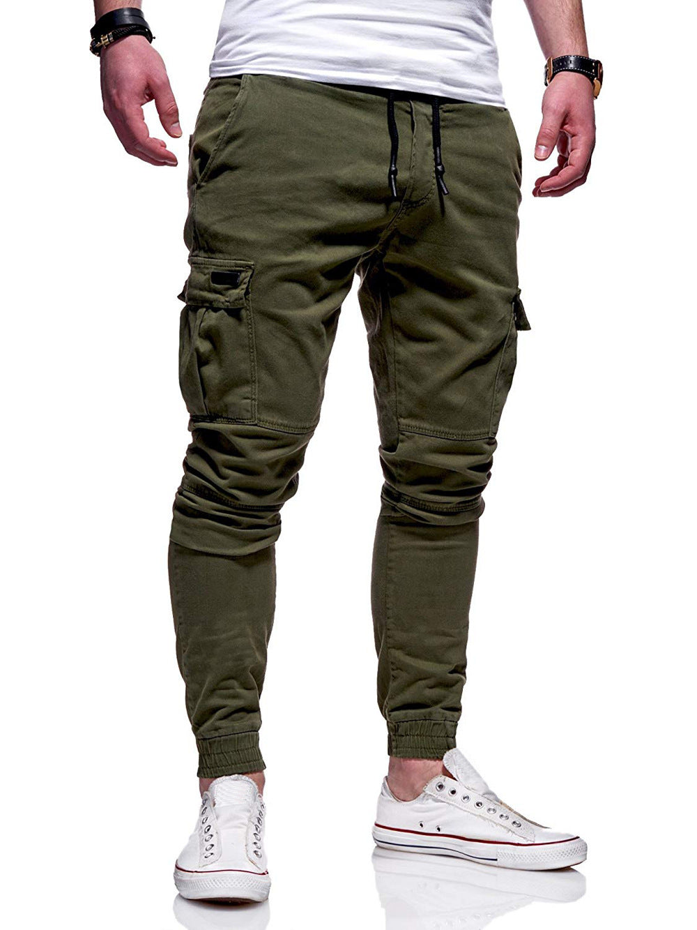 Tethered Elastic Sports Baggy Pants Long Casual Pants Jogging Pants - cas7m