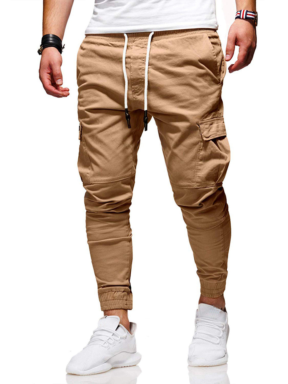Tethered Elastic Sports Baggy Pants Long Casual Pants Jogging Pants - cas7m